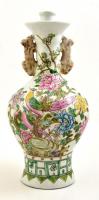 Jelzett kínai váza, kézzel festett, hibátlan, apró máz hibákkal, m: 41 cm