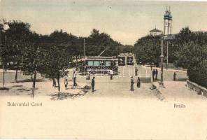 Braila, Bulevardul Carol / street view, tram. J. Vasluianu (apró lyuk / tiny hole)