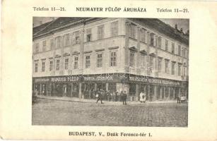 Budapest V. Neumayer Fülöp áruháza, terítők és takarók, bútorszövetek. Deák Ferencz tér 1. (EK)