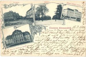 1900 Körmend, Fő utca, Várkert, Állami polgári iskola, Herceg Batthyány kastély. László Ede kiadása, floral (EK)