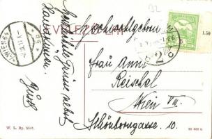 Komárom, Komárno; Kis-Duna a hajóállomással, gőzhajók. W. L. Bp. 5503. / Danube with ship station, p...