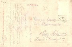 Zágráb, Agram, Zagreb; Jelacicev rg / Jelasics tér, villamos, Anker, bank, üzletek. W. L. Bp. 7474. ...