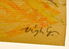 Végh jelzéssel: Hegyi utca részlet. Pasztell-ceruza, karton, szakadással, 25×19 cm