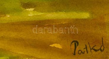 Patkó jelzéssel: Kilátás a falura. Akvarell, papír, 30×42 cm