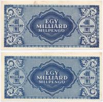 1946. 1.000.000.000MP (2x) egyiken előlapra átütő hátoldali nyomat T:II,II-