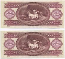 1992. 100Ft (2x) sorszámkövetők, nyomdai papírránccal T:I