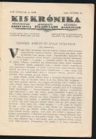 1919 Kis Krónika, 1919. október 21., I. évf. 4. szám. Főmunkatárs: Krúdy Gyula. Szerk.: Zilahy Lajos...