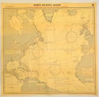 1960 North Atlantic Ocean, nagyméretű térkép, Hydrographic Office, a hajtások mentén kis sérülésekkel, 85×80 cm