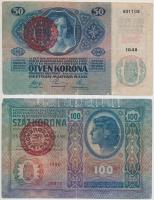 1912. 100K piros "MAGYARORSZÁG" felülbélyegzéssel + 1914. 50K piros "MAGYARORSZÁG&quo...