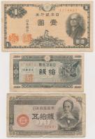 Japán 1946. 1Y + 1947. 10s + 1948. 50s T:III,III- Japan 1946. 1 Yen + 1947. 10 Sen + 1948. 50 Sen C:F,VG