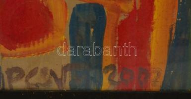 Cs. Németh Miklós (1934-2012): Alakos kompozíció. Tempera, karton, jelzett, üvegezett keretben, 87×5...