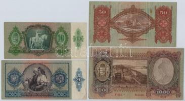1930-1943. 10P + 20P + 50P + 1000P mindegyik hamis nyilaskeresztes felülbélyegzéssel (fake overprint...
