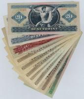 10db-os vegyes magyar forint bankjegy tétel, közte 1949. 100Ft T:III