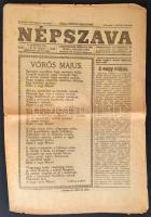 1919 Népszava. A Magyarországi Szocialista Párt reggeli hivatalos lapja. 1919. május 1.,XLVII. évf. 104 sz. A 7/8. oldal lapján szakadással.