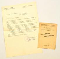 1958 Barta Lajosnak címzett két irat. Régi Párttagok Bizottságának levele és egy Ujságírók Szantóriumi Egyesületének Orvosi kara nyomtatvány.