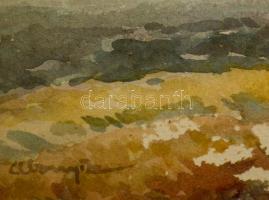 Abonyi Ernő (1884-1941): Szántás. Akvarell, papír, jelzett, üvegezett keretben, 30×40 cm