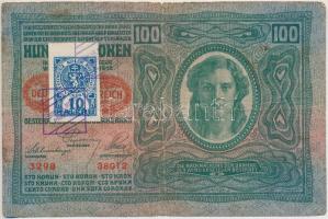 1912. 100K hamis csehszlovák 10h bélyeggel (fake stamp) T:III,III-