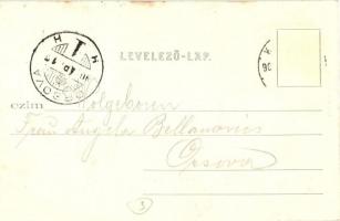 1904 Kaposvár, Vasútállomás, vonat szerelvények, vagonok. Kiadja Fenyvesi Béla