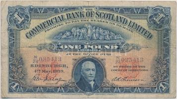 Skócia / Commercial Bank of Scotland Limited 1939. 1Ł T:III,III- Scotland / Commercial Bank of Scotland Limited 1939. 1 Pound C:F,VG