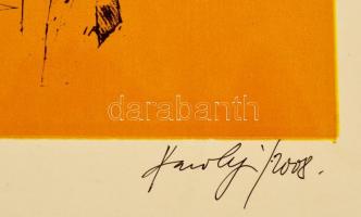 Károlyi András (?-?): Kerítéskirály. Szitanyomat, papír, jelzett, 41×17,5 cm