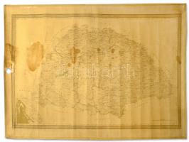 cca 1890 Kartus nélküli nagyméretű Magyarország térkép vászonra vonva. Sérült. Kogutowitz M. Földrajzi Intézet. 1:900 000, 88x120 cm