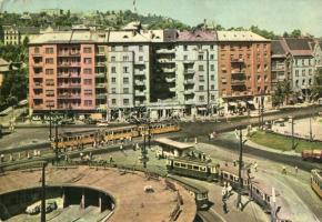 Budapest XI. Móricz Zsigmond körtér, villamosok. Képzőművészeti Alap Kiadóvállalat - Modern képeslap (EK)