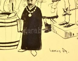 cca 1939 Örökifjak táborozása, borász témájú humoros kollázs, nyomat, felcsavarva, 35×60 cm