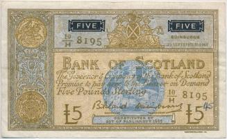 Skócia / Bank of Scotland 1957-1960. 5Ł T:III Scotland / Bank of Scotland 1957-1960. 5 Pounds C:F