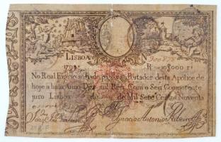 Portugália 1799. 10.000R kézzel írt utolsó számjegy a dátumban T:IV ragasztva,restaurált Portugal 1799. 10.000 Reis handwritten last numeral 9 C:G sticked,restored