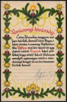 1932 Karácsonyi kívánság,Franck kávépótlék reklámterv, vegyes technika, papír, 23x15 cm