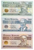2012. 500K "Balatoni Korona" helyi pénz, "000000" sorszámmal + 2012. 1000K "...