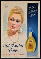 cca 1935 Debreceni Szabó István (1905-1990): Old Sandal Water parfüm reklám plakát, Hamburger és Birkholz Rt. foto offset, 34,5x24,5 cm