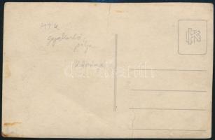 Budapest, Kőbánya, Futballcsapat az MTK régi gyakorlópályáján, fotó, hátulján feliratozva, 9×13,5 cm