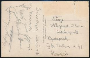 cca 1930 Magyar labdarúgók aláírásai levelezőlapon (Alberti, Janzsó, Hevesi, stb.)