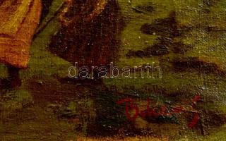 Bihari jelzéssel: Széna pakolás. Olaj, vászon, 21×31 cm