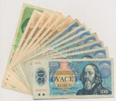 Csehszlovákia 1986-1989. 13db-os vegyes bankjegy tétel T:III Czechoslovakia 1986-1989. 13pcs of banknotes C:F