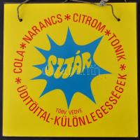 cca 1980 Sztár üdítő üveg reklám tábla kétoldalas 29x30 cm