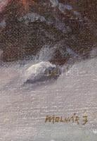 Molnár jelzéssel: Havas hegycsúcsok. Olaj, vászon, 60×80 cm