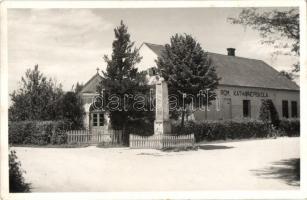 1940 Rábagyarmat, Római katolikus népiskola, Hősök szobra. photo + Postaügynökségi bélyegző