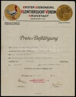 1936 Brassó (Kronstadt) Erster Siebenbürgischer Kleintierzucht-Verein díszes fejléces számla