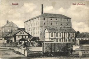 Szeged, Back gőzmalom, vagon, iparvasút. Kiadja Grünwald Herman (EK)