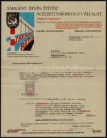 1942 Budapest, Sárkány Ervin építész acélbetonburkoló vállalat, díszes fejléces számla, okmánybélyeggel