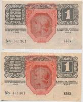 1916. 1K (2x) hamis "Temes Vármegye Végvár Község" felülbélyegzéssel (fake overprint) T:II...