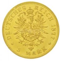 Német Államok / Bajorország 1877D 5M Au "II. Lajos" (1,99g/0.900) T:2 ph.
German States /...