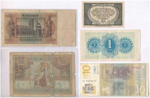 Vegyes: 5db-os papírpénz tétel, közte Lengyelország 1931. 20Zl, Német Harmadik Birodalom 1942. 5M, A...