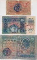 1912-1917. 1K-100K (6xklf) mind kék színű, részben olvashatatlan román felülbélyegzéssel T:III,III-
