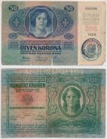 1912-1917. 2K-100K (5xklf) mind kék színű, részben olvashatatlan román felülbélyegzéssel T:III,III-