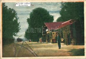 Püspökfürdő, Baile 1 Mai; vasútállomás és gőzmozdony / Bahnhof / railway station with locomotive (EK)