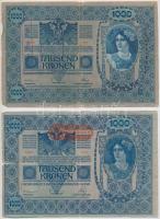 1902-1912. 5db-os vegyes korona bankjegy tétel, közte piros Deutschösterreich felülbélyegzéssel és hamis szerb felülbélyegzéssel (fake overprint) T:III-