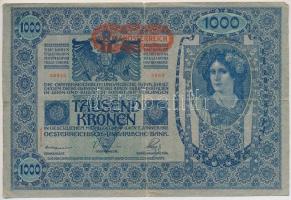 1902-1912. 5db-os vegyes korona bankjegy tétel, közte piros "Deutschösterreich" felülbélye...